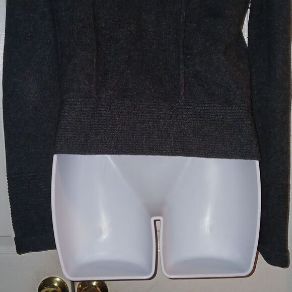 Banana Republic charcoal gray black wool blend leather patch cardigan  Sz M - Picture 5 of 7